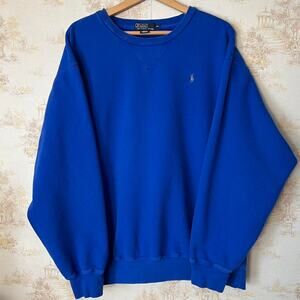 Vintage 00s Polo Ralph Lauren Blue Crewneck Sweater Size 2XL Preppy Minimalist